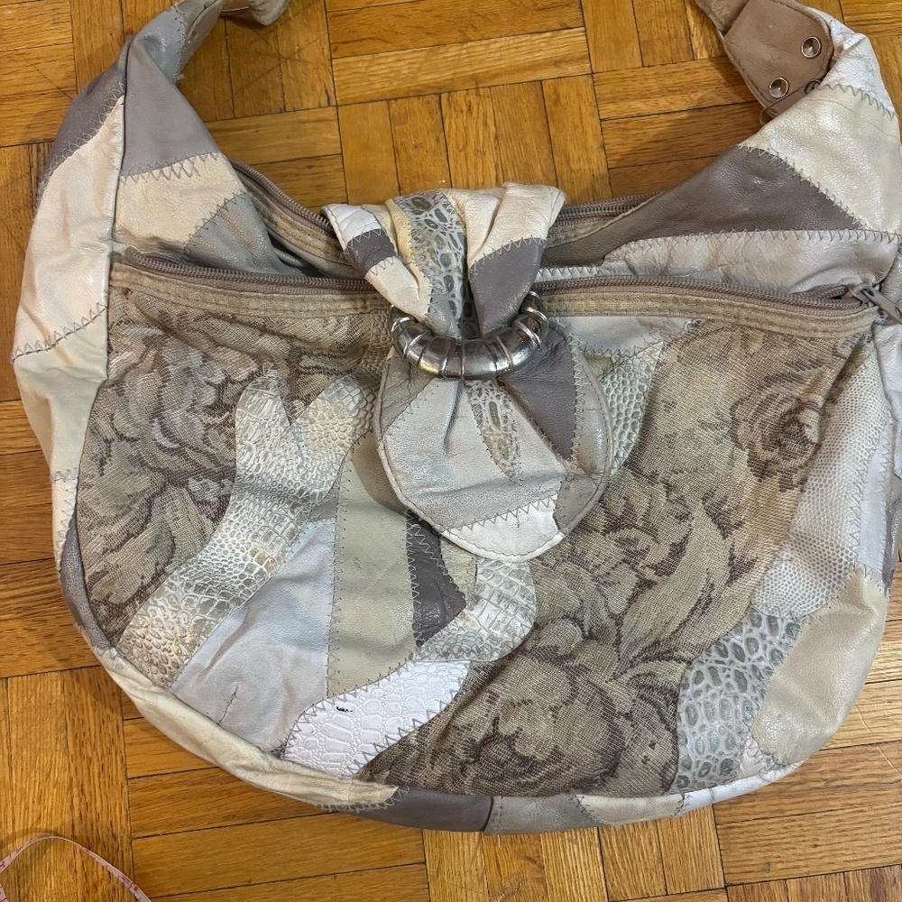 Vintage 80s large patchwork white bag +accepting offers